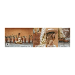Fotobehang Monster Premium Canvas - Hippie-stijl - Boho, Vrouw, Cactussen - 100x30 cm