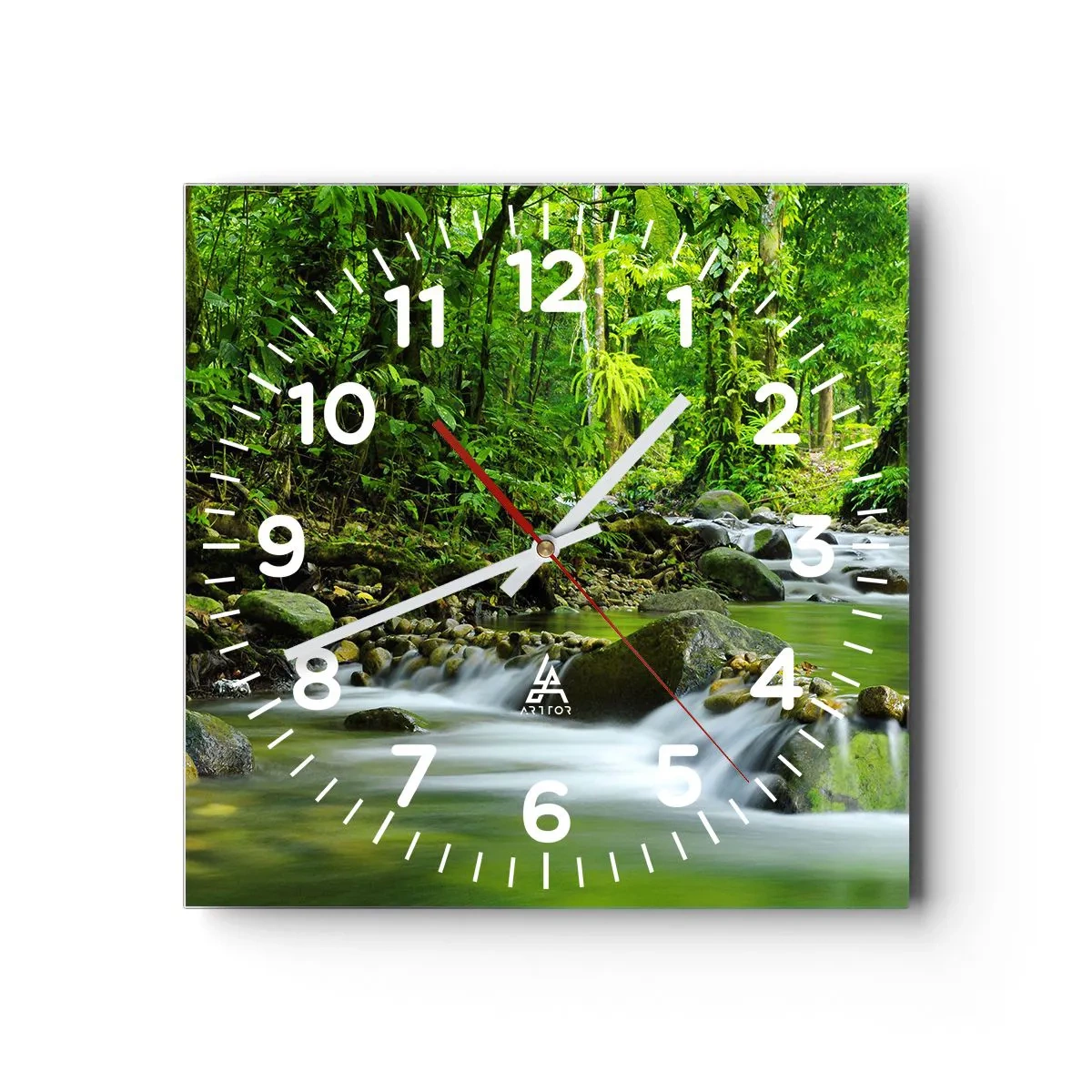 Wandklok - Klok - Zwemmen in een zee van groen - 40x40 cm