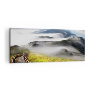 Schilderen op canvas - Geweven van schittering en mist - 100x40 cm