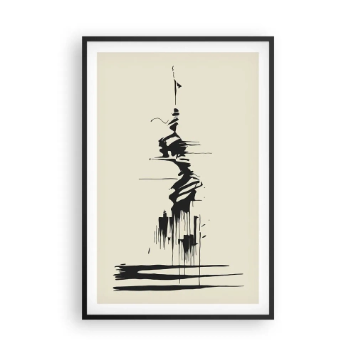 Poster in een zwarte lijst - Overhaaste abstractie - 61x91 cm