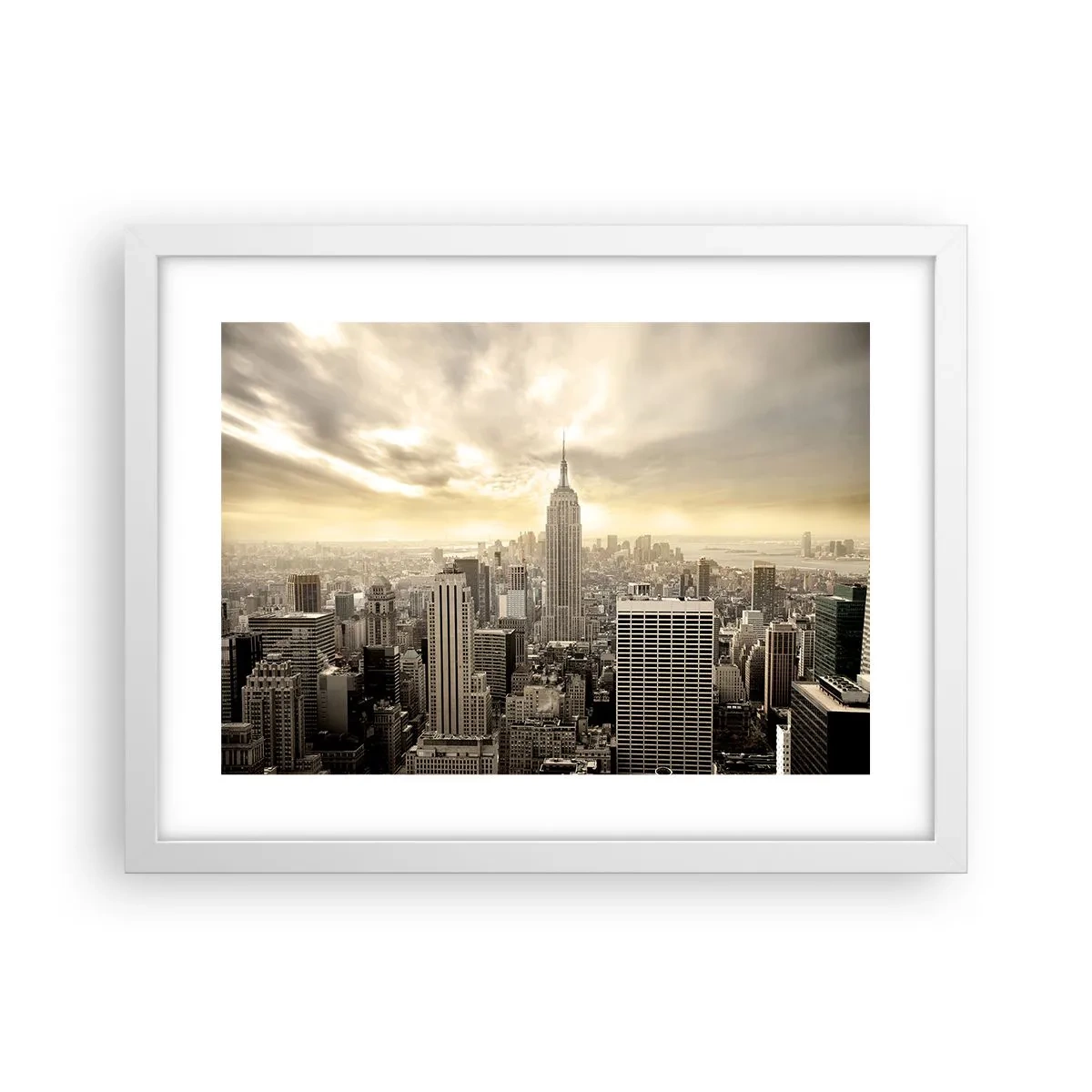 Poster in een witte lijst - New York geweven van grijs - 40x30 cm