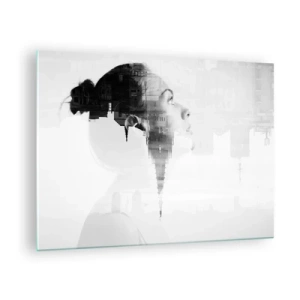 Schilderen op glas - Silhouet van een vrouw met architectonische elementen op de achtergrond - 70x50cm - Aan beide zijden van het glas - Moderne wanddecoratie voor woonkamer en slaapkamer ARTTOR