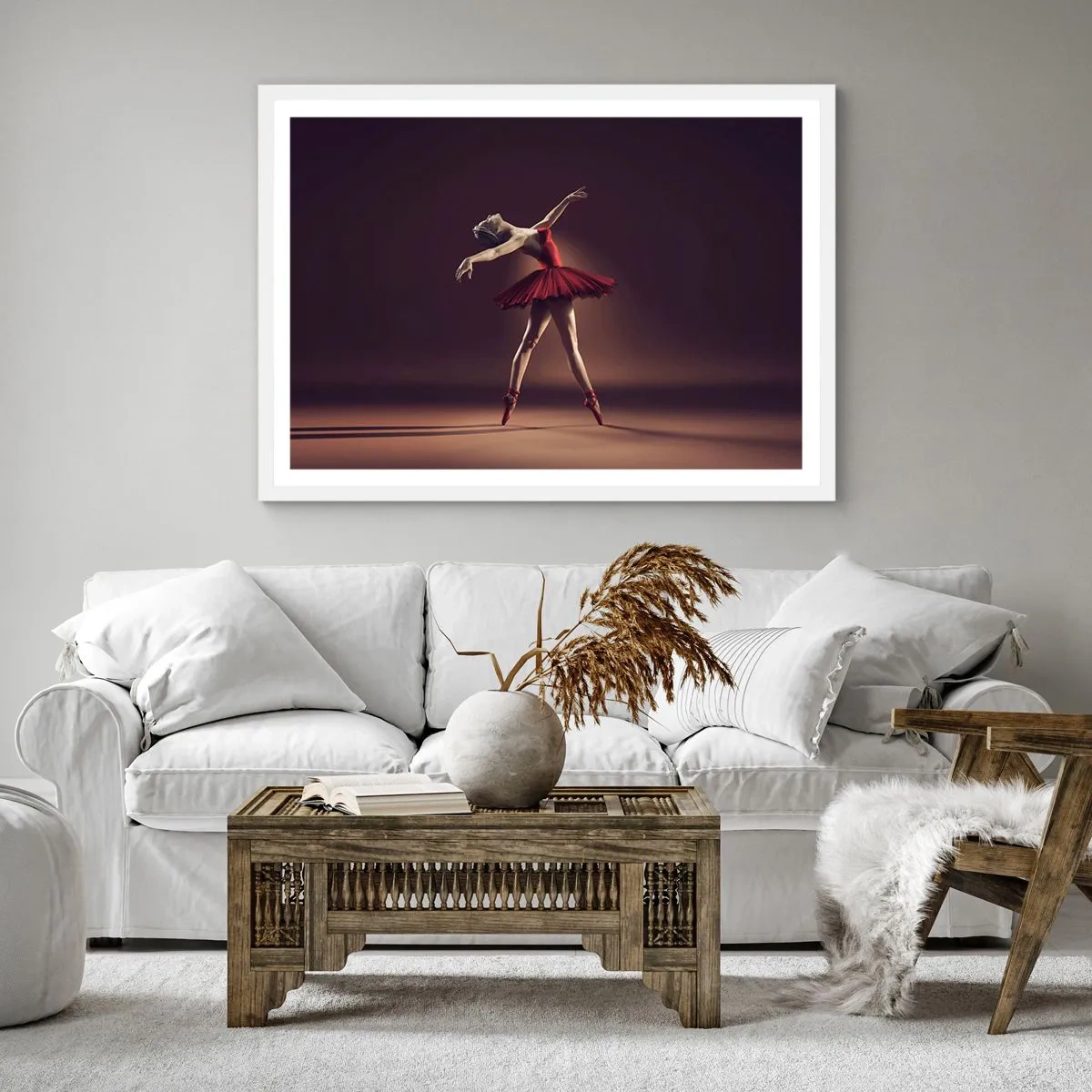 Poster in een witte lijst - Een prima ballerina - 60x60 cm