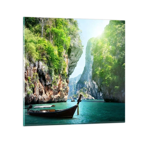 Schilderen op glas - Een uitnodiging voor een exotische reis - 70x70 cm