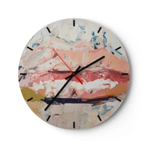 Wandklok - Klok - Abstracte textuur van verf in tinten beige en roze - 30x30cm - Het wekt de zintuigen - Moderne wanddecoratie voor woonkamer, keuken en slaapkamer ARTTOR