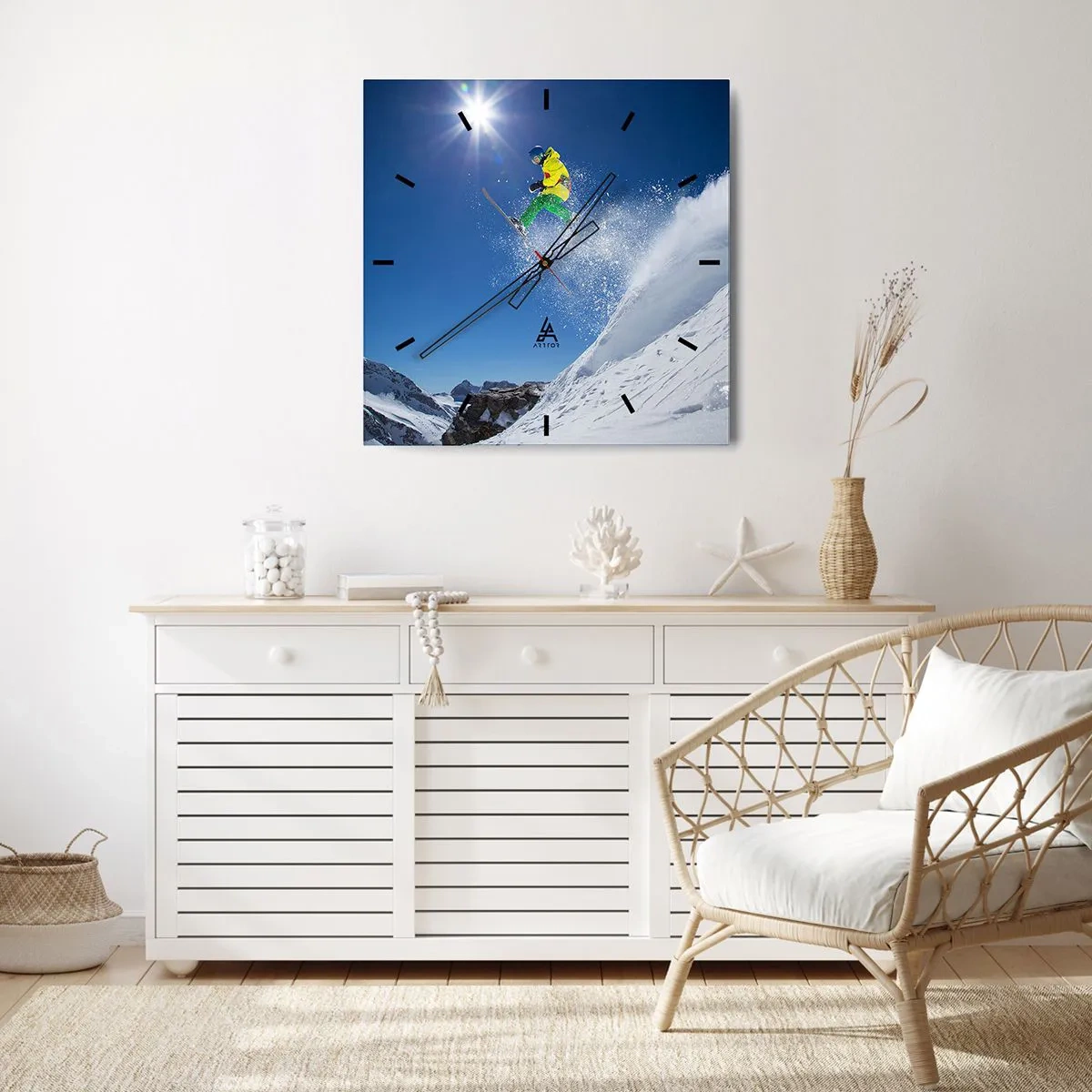 Wandklok - Klok - Dansend met de bergen - 40x40 cm