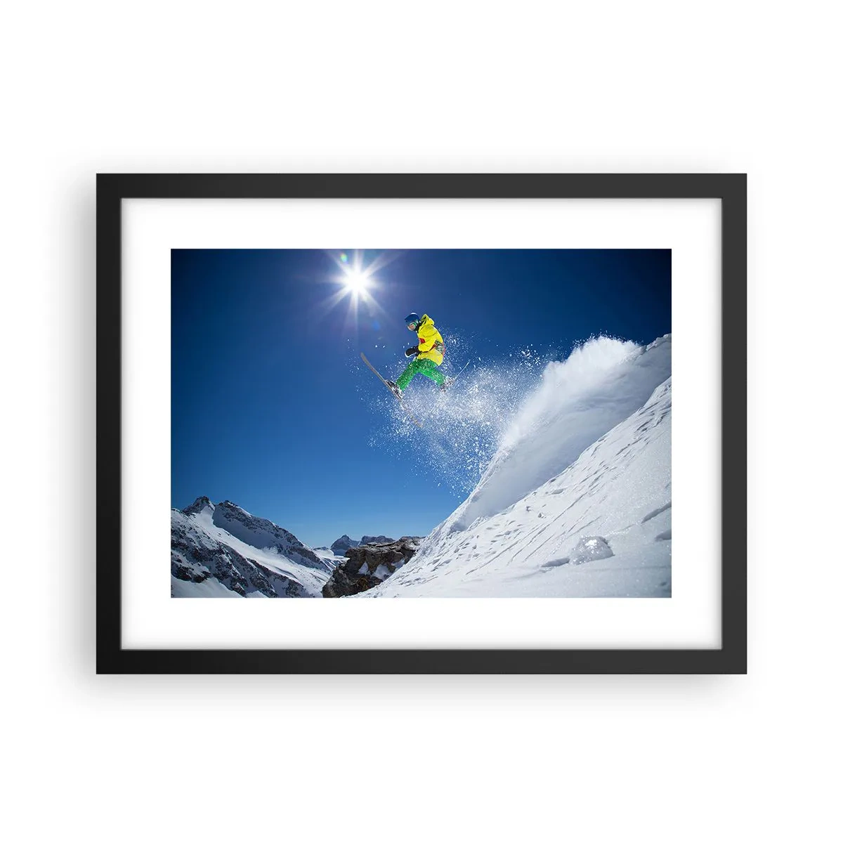 Poster in een zwarte lijst - Dansend met de bergen - 40x30 cm
