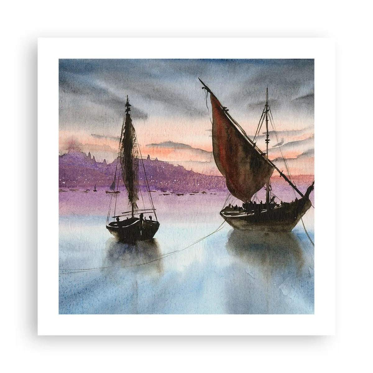 Poster - Avond in de haven - 50x50 cm