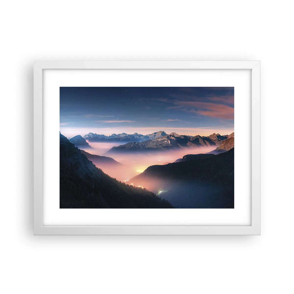 Poster in een witte lijst - Licht in de dalen - 40x30 cm