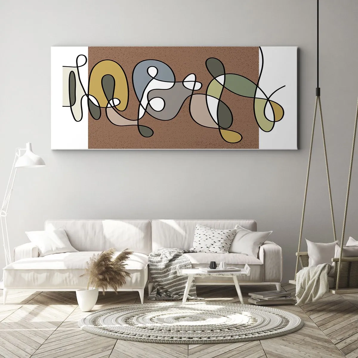 Schilderen op canvas - Abstractie die het glimlachen waard is - 160x50 cm