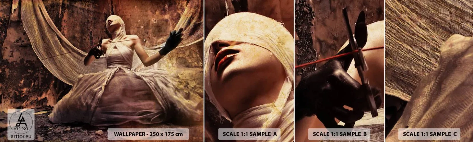 Fotobehang Staaltje Standard Eco - Godin van het lot - Theater, Deel, Man - 100x30 cm