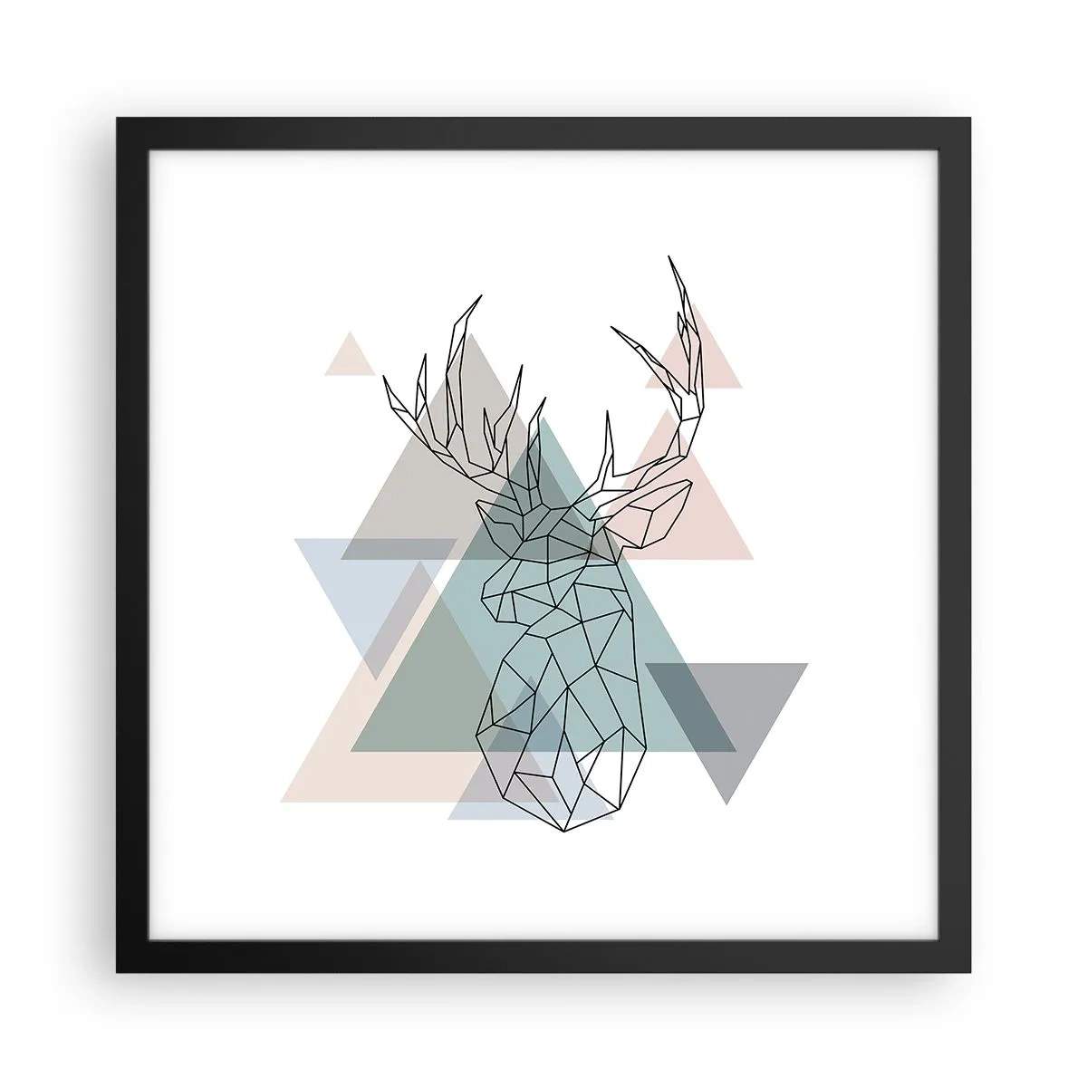 Poster in een zwarte lijst - In een geometrisch bos - 40x40 cm