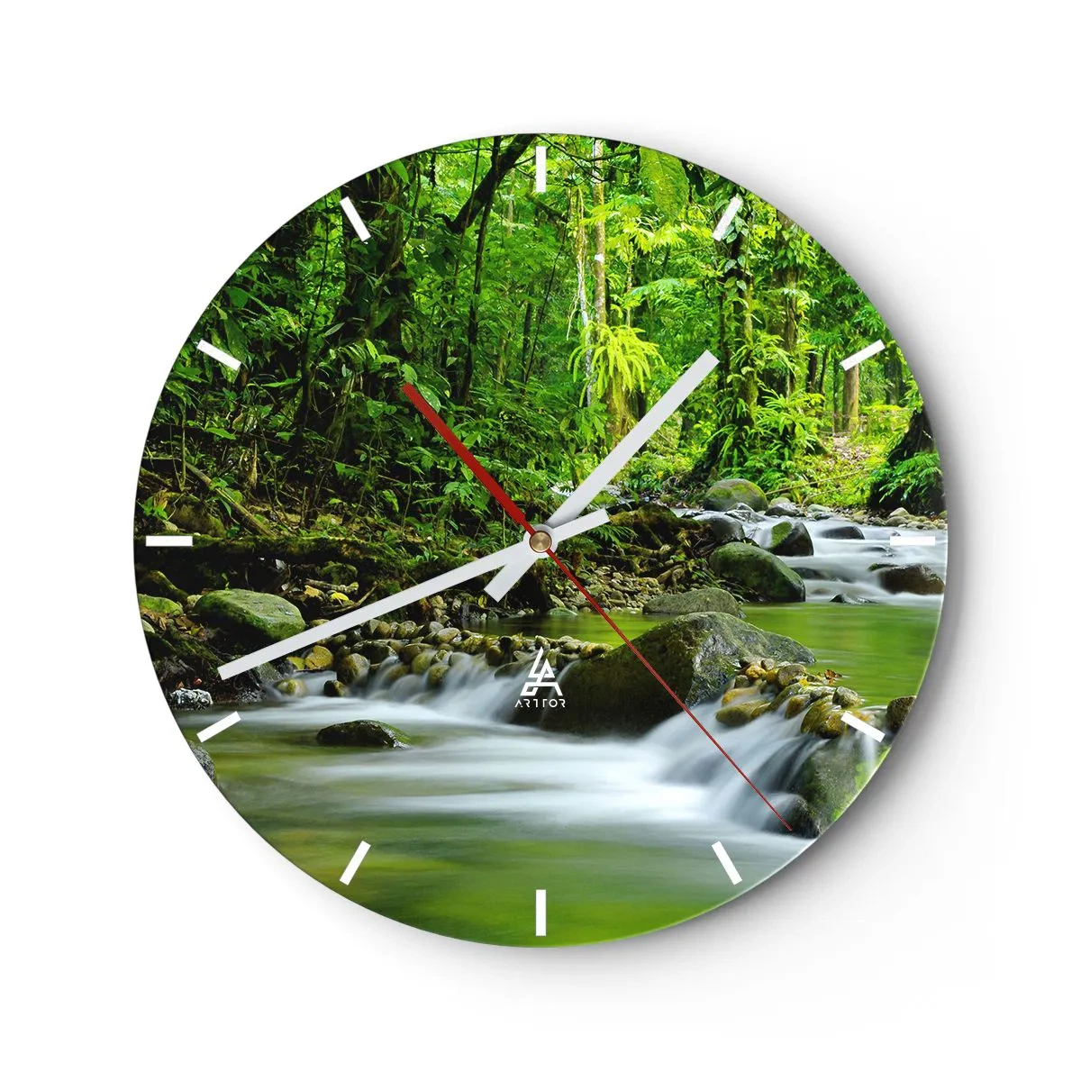 Wandklok - Klok - Zwemmen in een zee van groen - 40x40 cm