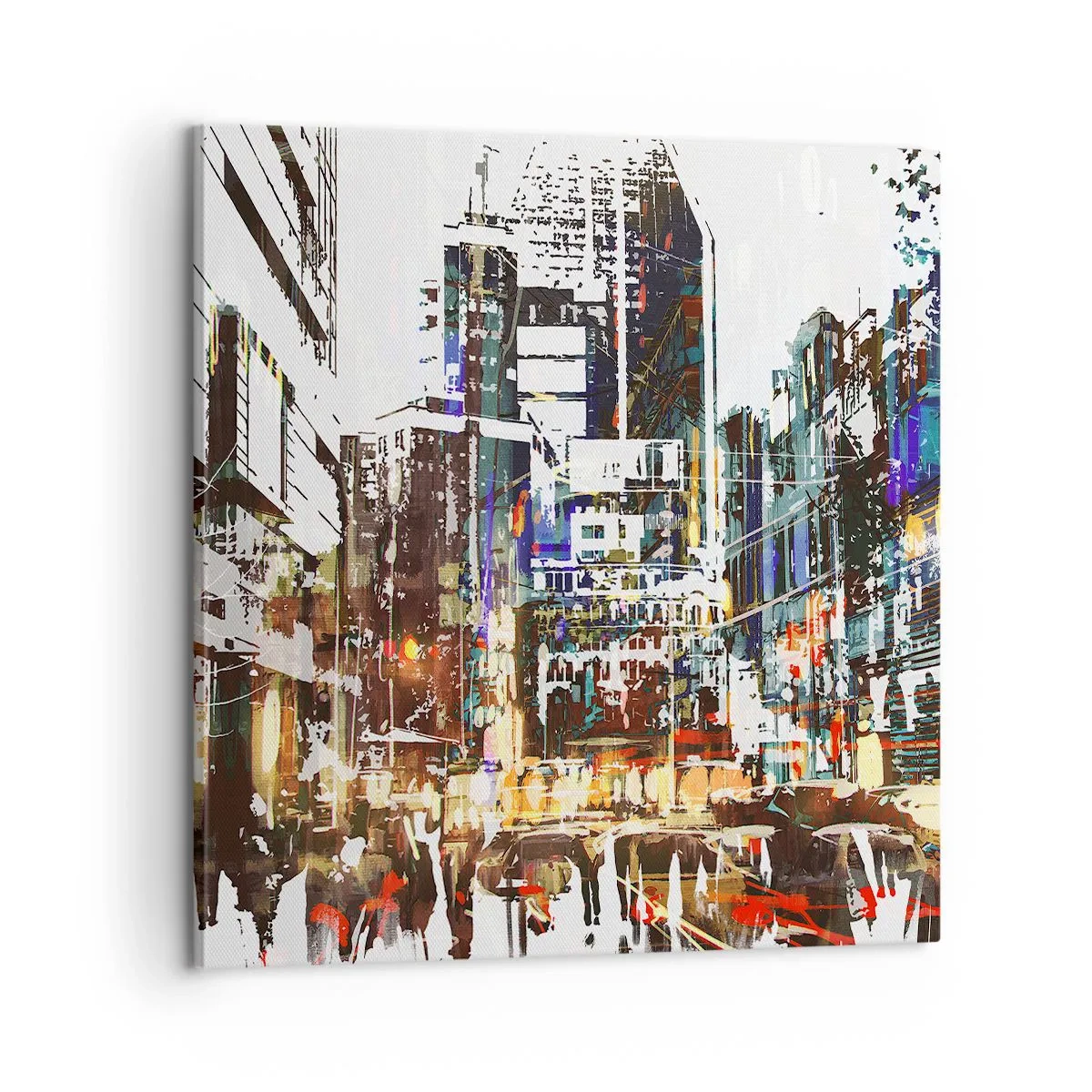 Schilderen op canvas - Een glinsterende stad - 60x60 cm