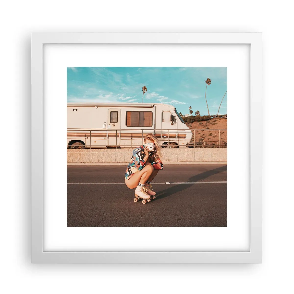 Poster in een witte lijst - Lach alsjeblieft! - 30x30 cm