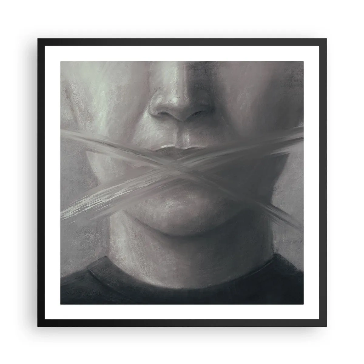 Poster in een zwarte lijst - Zonder een woord - 60x60 cm