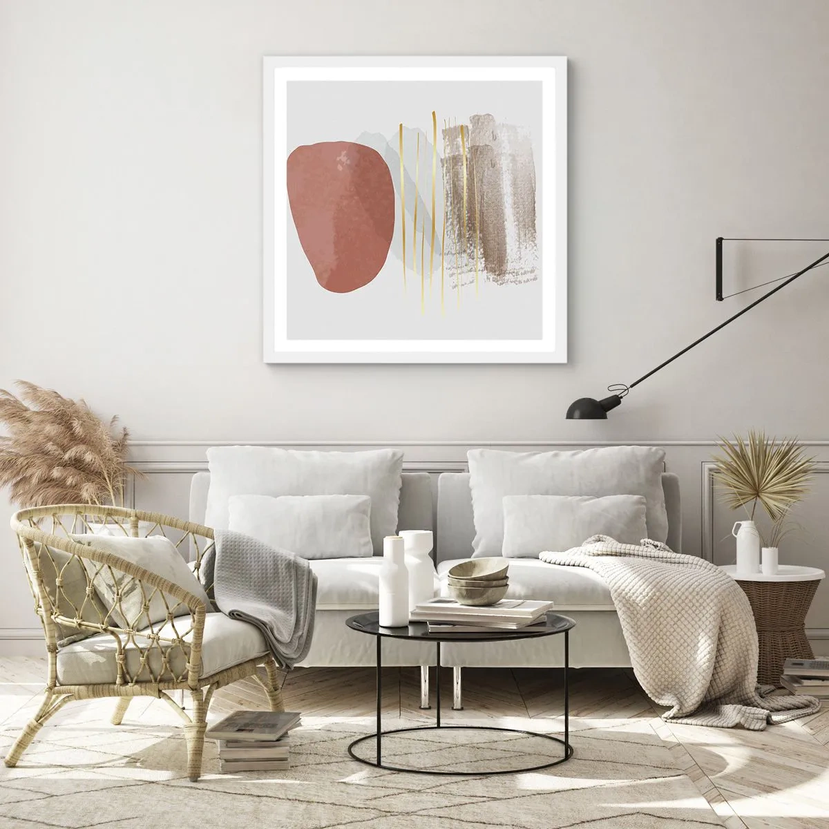 Poster in een witte lijst - Abstracte zuilengalerij - 50x50 cm
