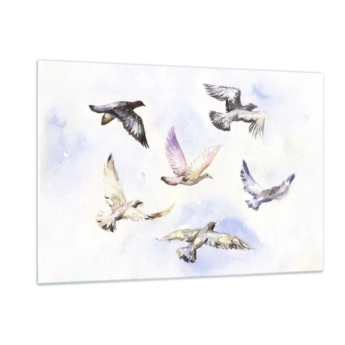 Schilderen op glas - Vrijheid in grijs en blauw - 120x80 cm