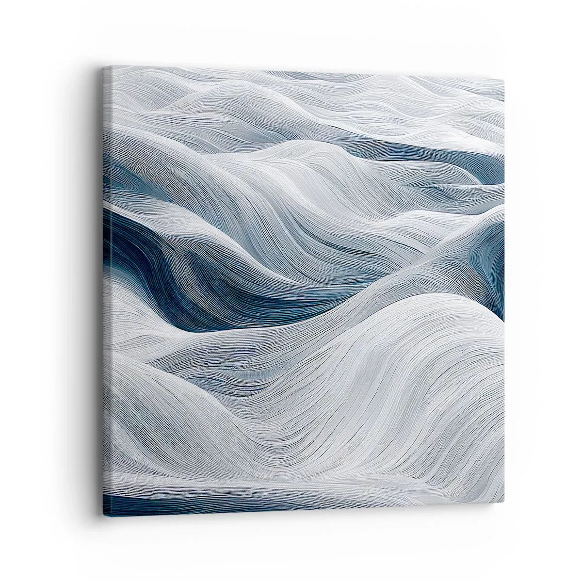 Schilderen op canvas - Witte en blauwe golven - 30x30 cm