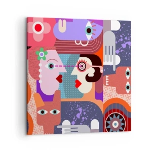 Schilderen op canvas - Oog in oog - 60x60 cm
