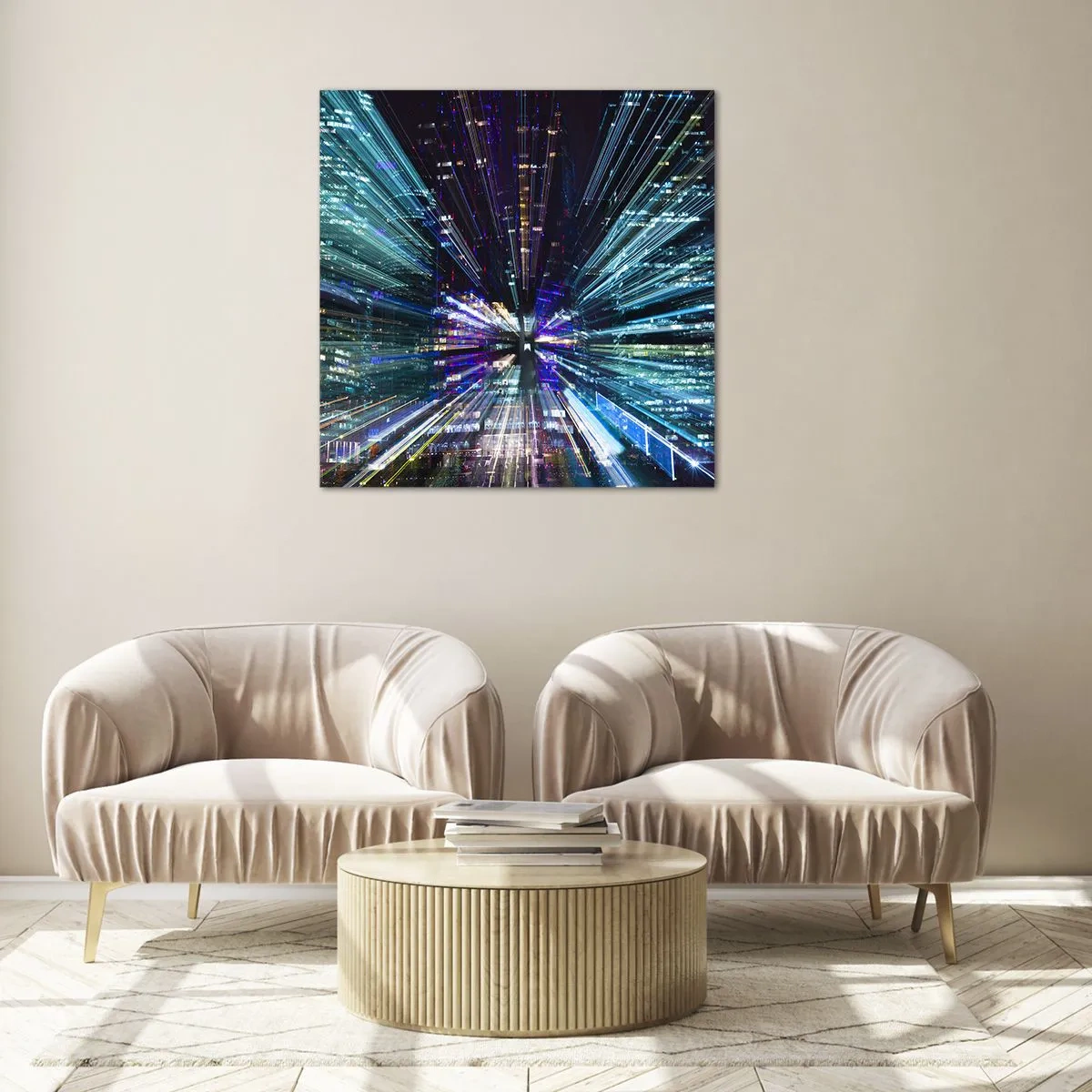 Schilderen op glas - Overgang naar hyperspace - 40x40 cm