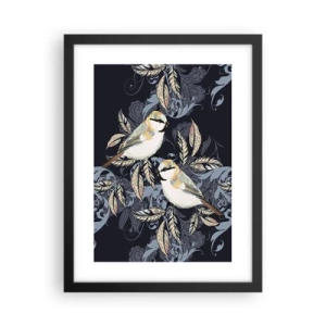 Poster in een zwarte lijst - Geel-blauwe triller - 30x40 cm
