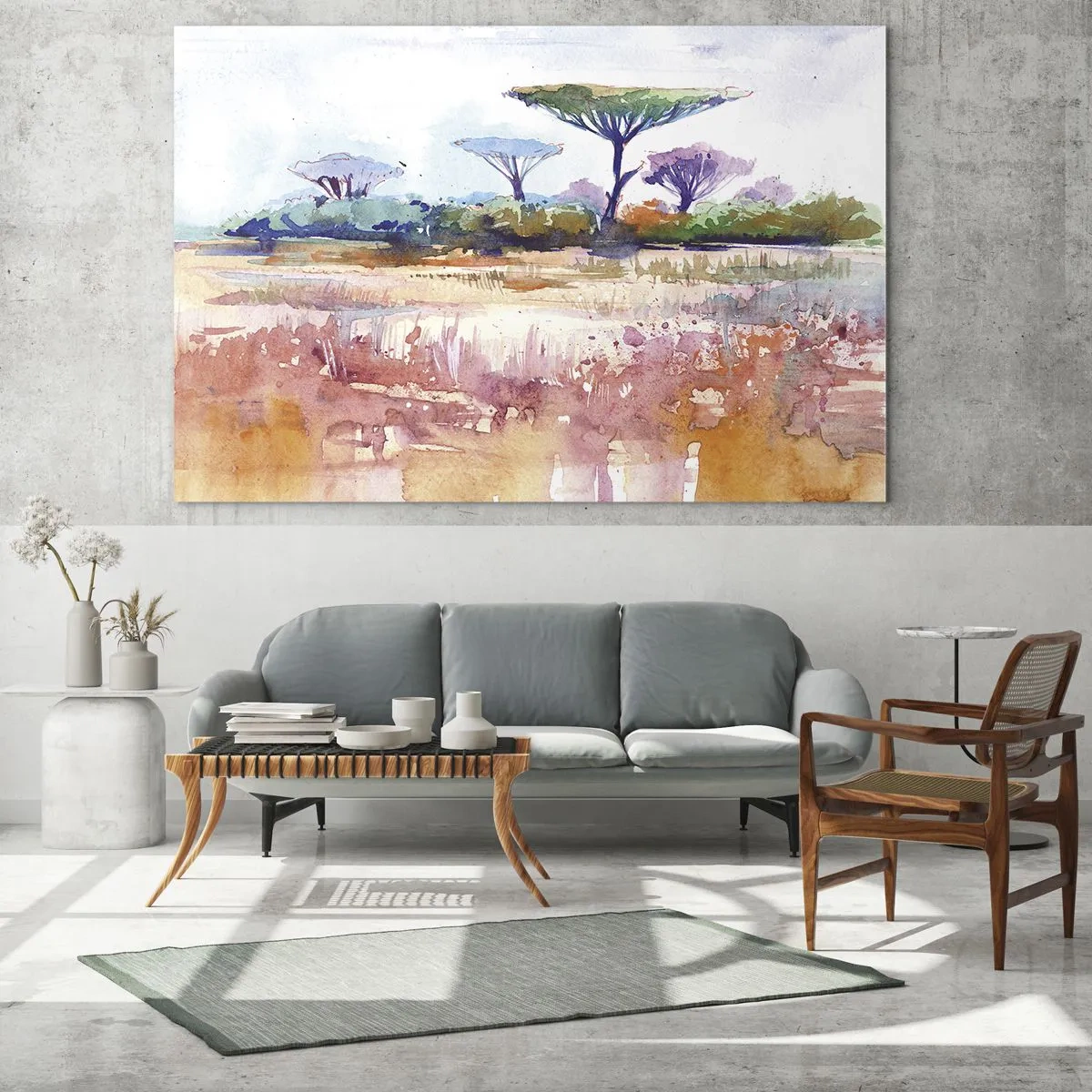 Schilderen op glas - Savanne kleuren - 100x40 cm