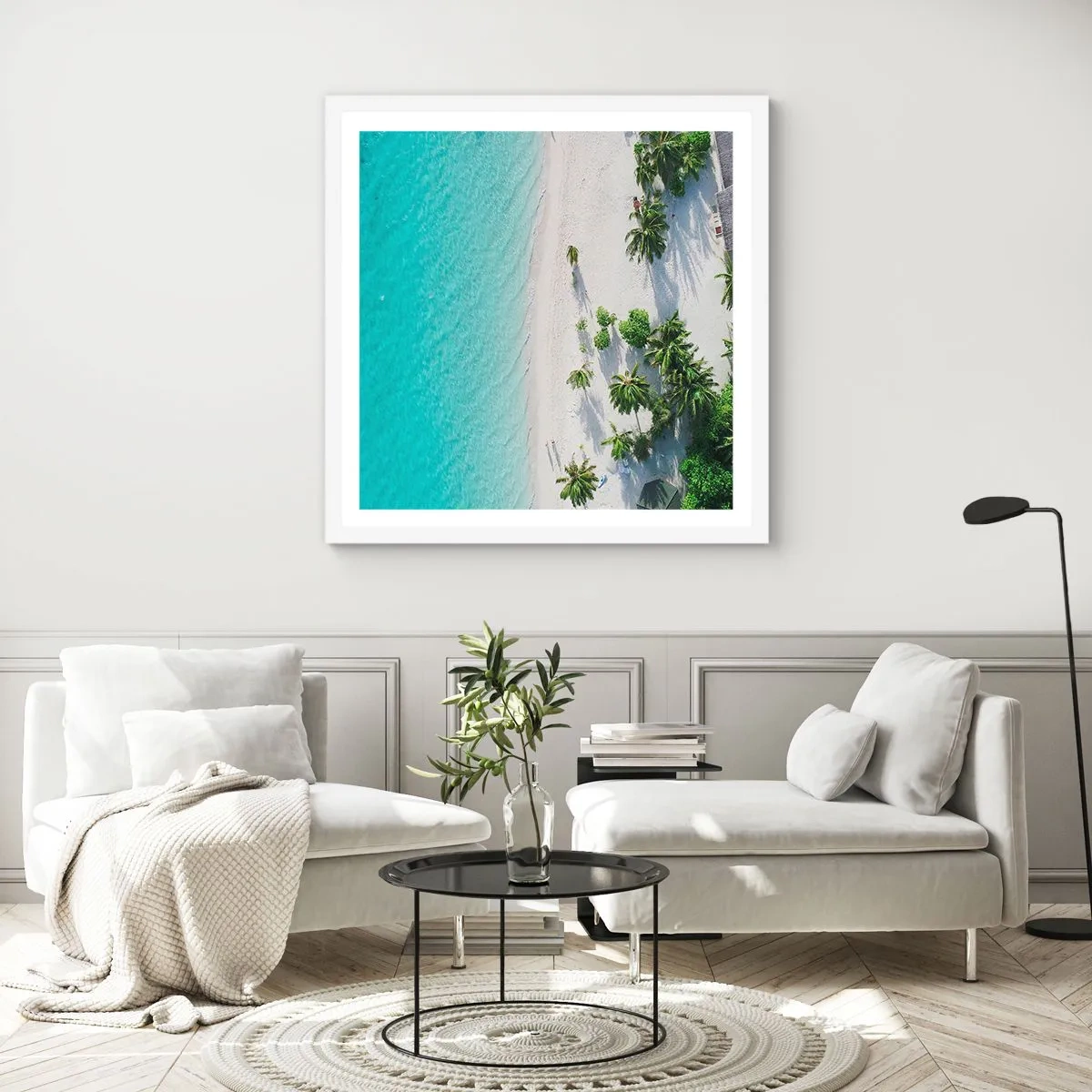 Poster in een witte lijst - Een vakantie in het paradijs - 40x40 cm
