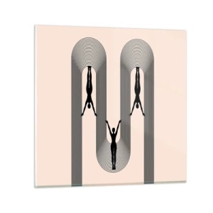 Schilderen op glas - Op zijn kop - 40x40 cm