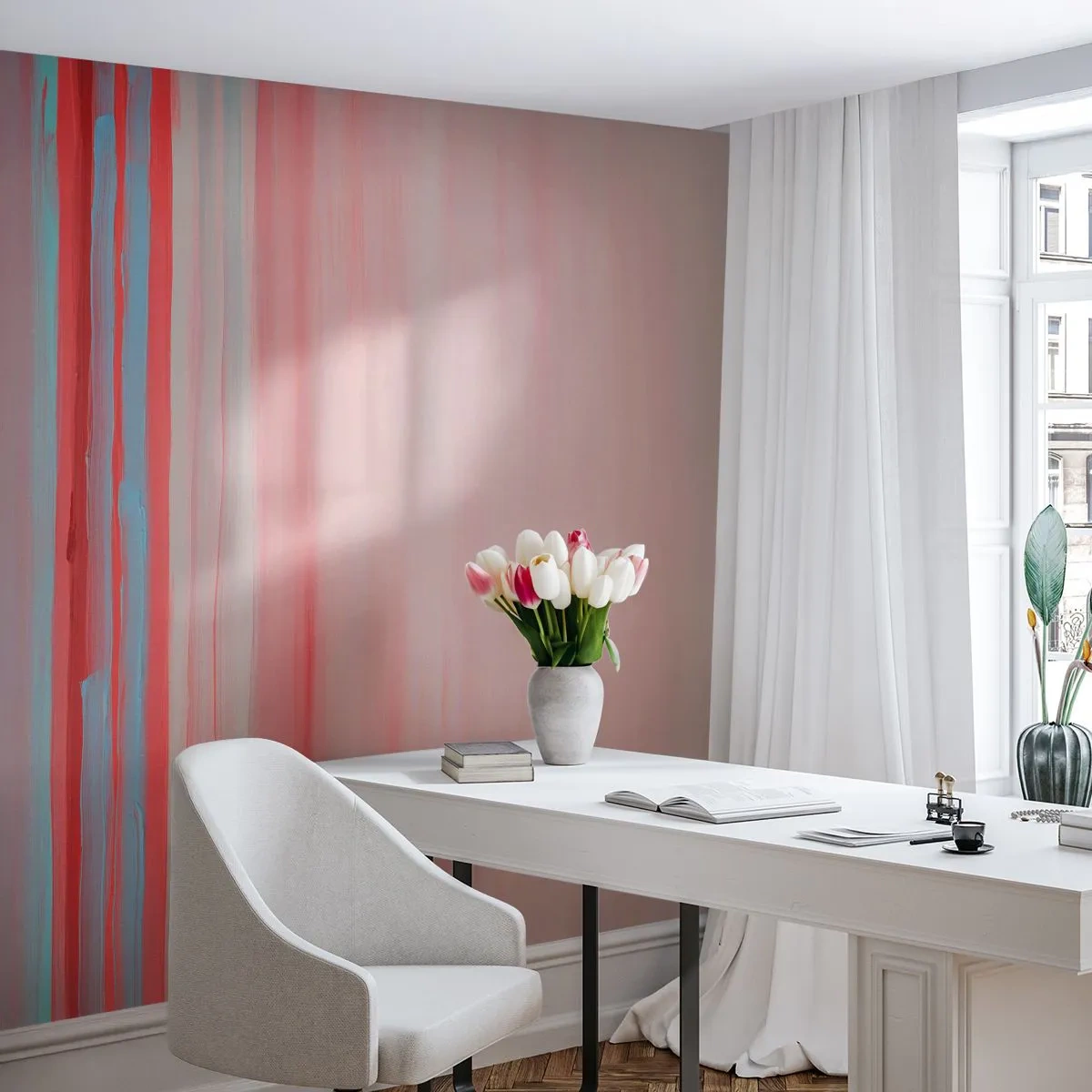 Fotobehang Premium Canvas - Abstractie bij dageraad - Pastel, Minimalistisch, Deel - 450x315 cm