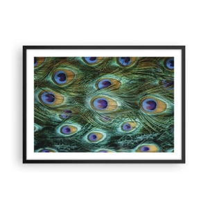 Poster in een zwarte lijst - Een pauwenooglook - 70x50 cm