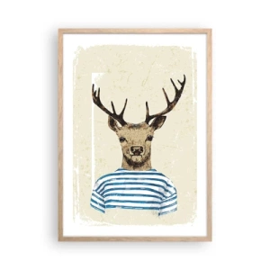 Een poster in een licht eiken lijst - Omdat ik van gestreepte t-shirts hou! - 50x70 cm