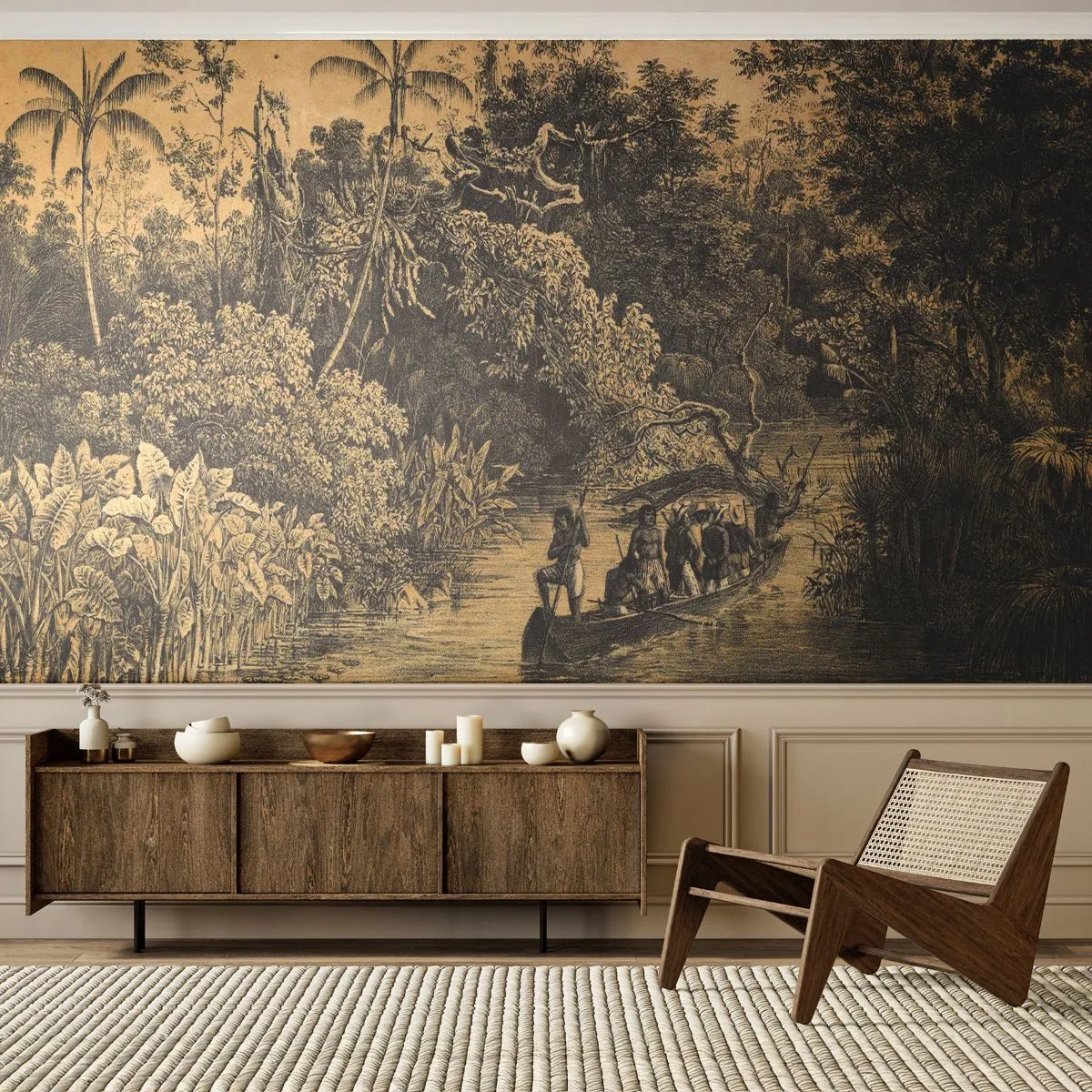 Fotobehang Premium Canvas - Expeditie naar de bron - Oerwoud, Amazonië, Tropen - 200x140 cm