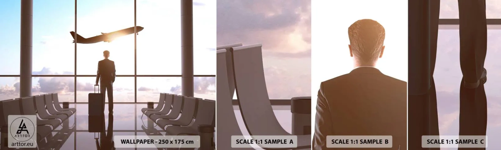 Fotobehang Staaltje Standard Eco - Je hebt tijd, doe het rustig aan - Luchthaven, Vliegtuig, Reizen - 100x30 cm