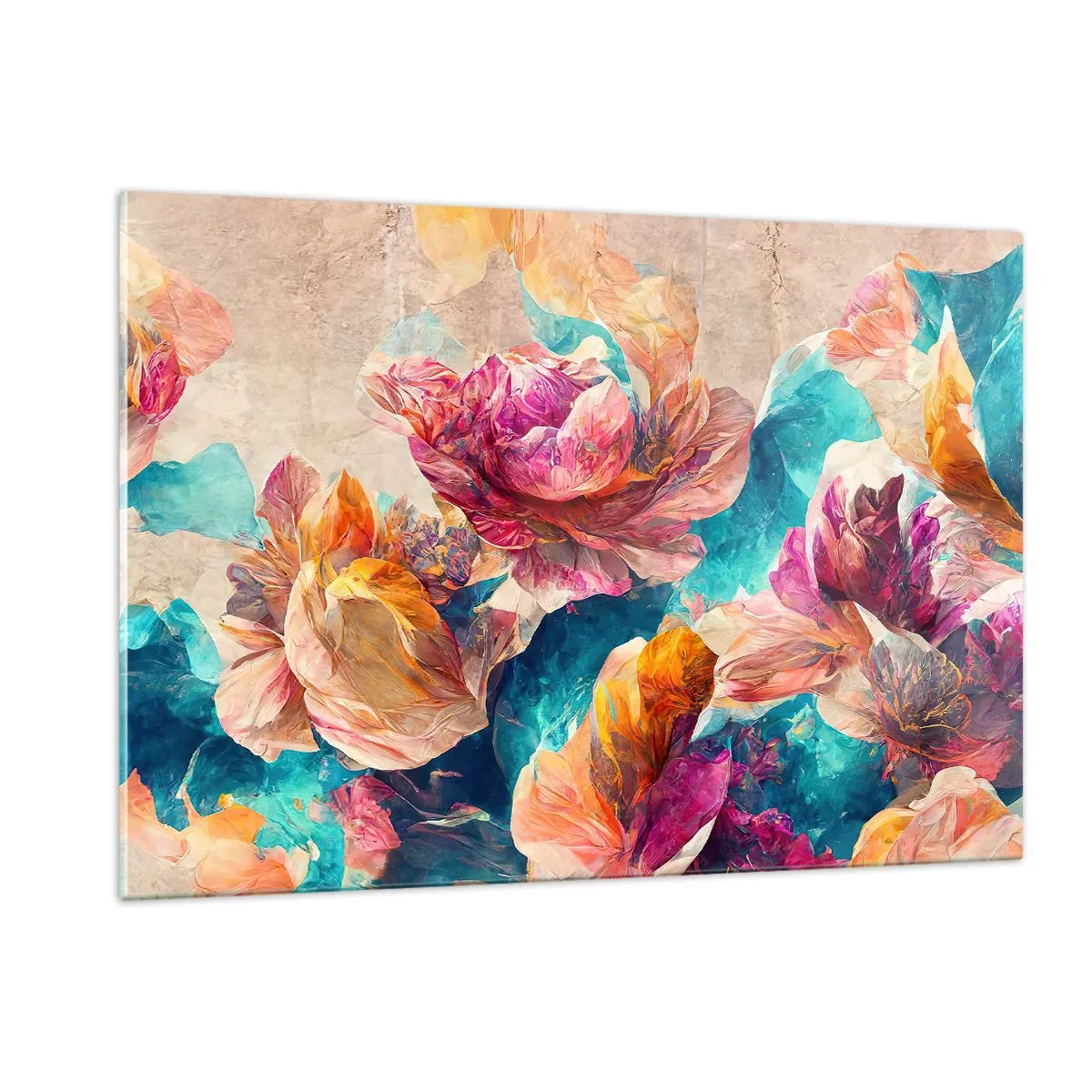 Schilderen op glas - Kleurrijke pracht van het boeket - 120x80 cm