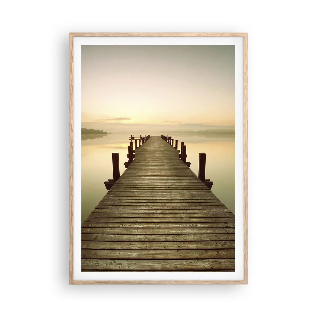 Een poster in een licht eiken lijst - Aanbreken van de dag, licht - 70x100 cm