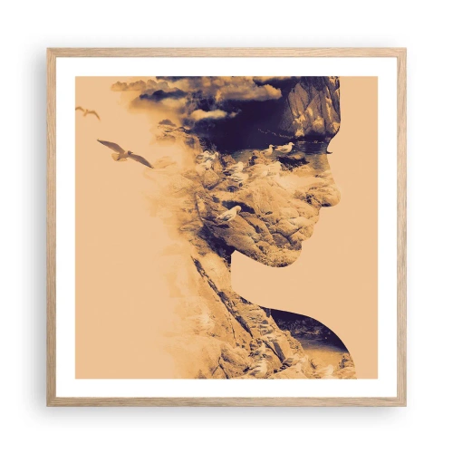 Een poster in een licht eiken lijst - Van nature mooi - 60x60 cm