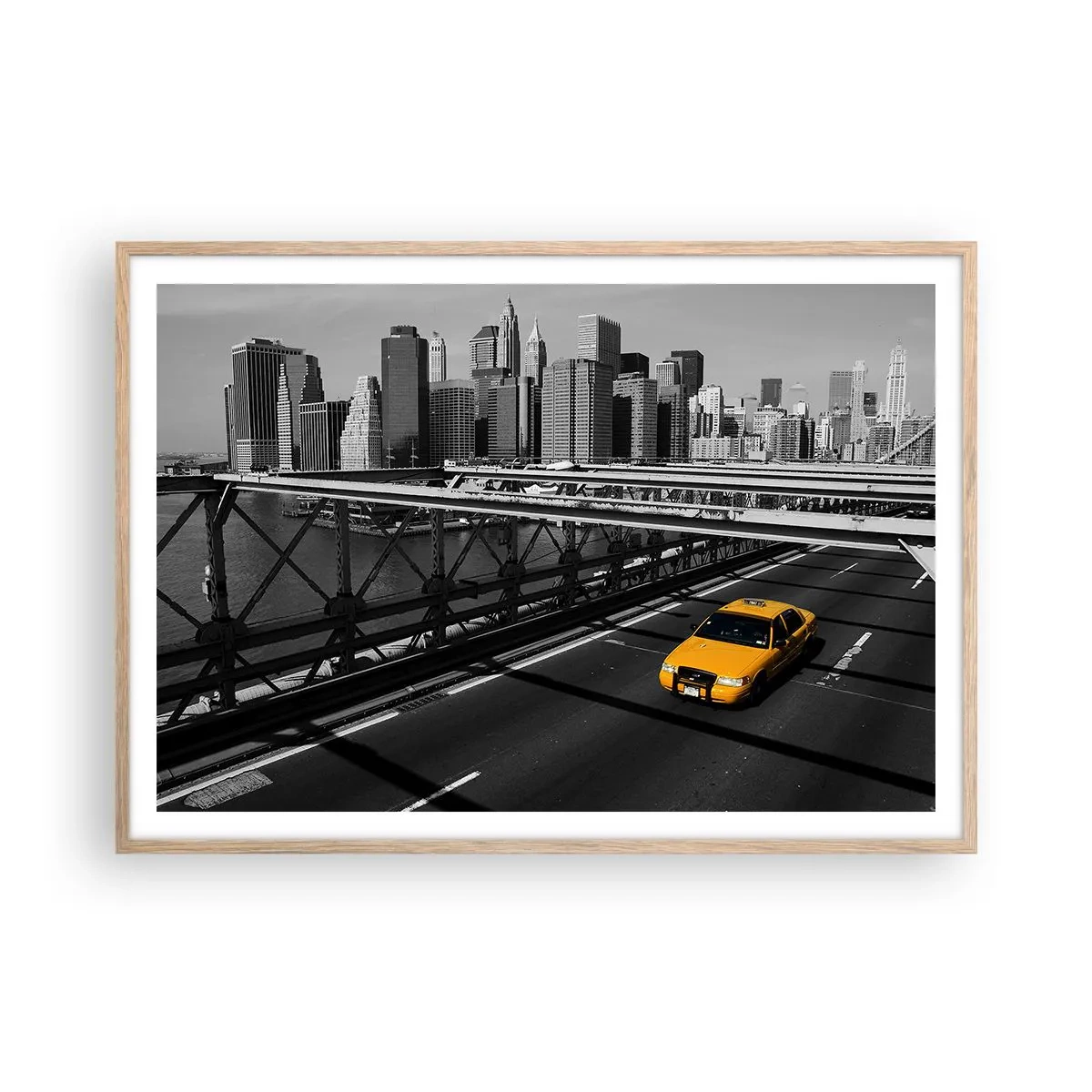 Een poster in een licht eiken lijst - De kleur van een grote stad - 100x70 cm
