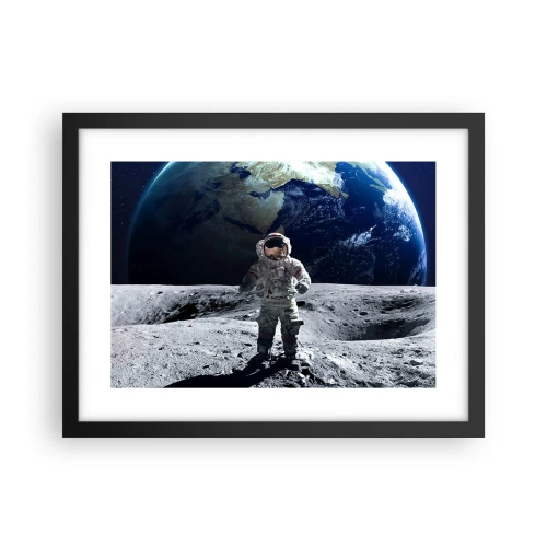 Poster in een zwarte lijst - Groetjes van de maan - 40x30 cm