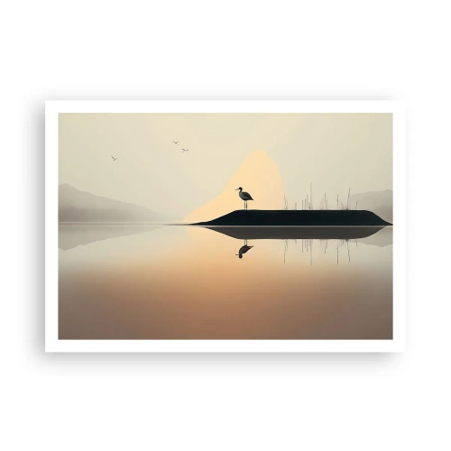 Poster - Heer op het meer - 100x70 cm