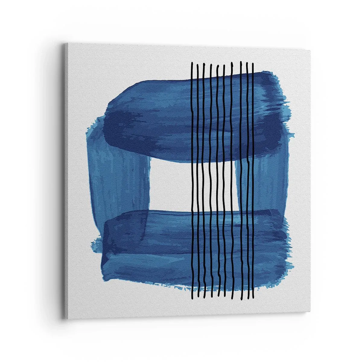 Schilderen op canvas - Blauwe en zwarte compositie - 70x70 cm