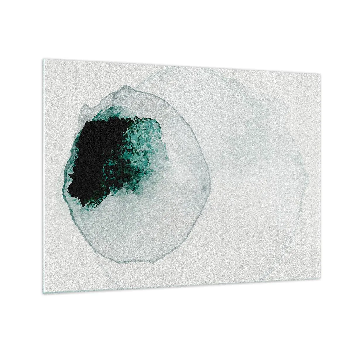 Schilderen op glas - Een abstracte vorm die lijkt op een waterdruppel in verschillende groentinten. - 70x50cm - In een druppel water - Moderne wanddecoratie voor woonkamer en slaapkamer ARTTOR