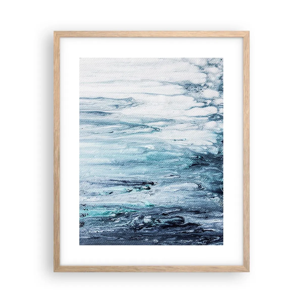 Een poster in een licht eiken lijst - Blauwe ijspegels - 40x50 cm