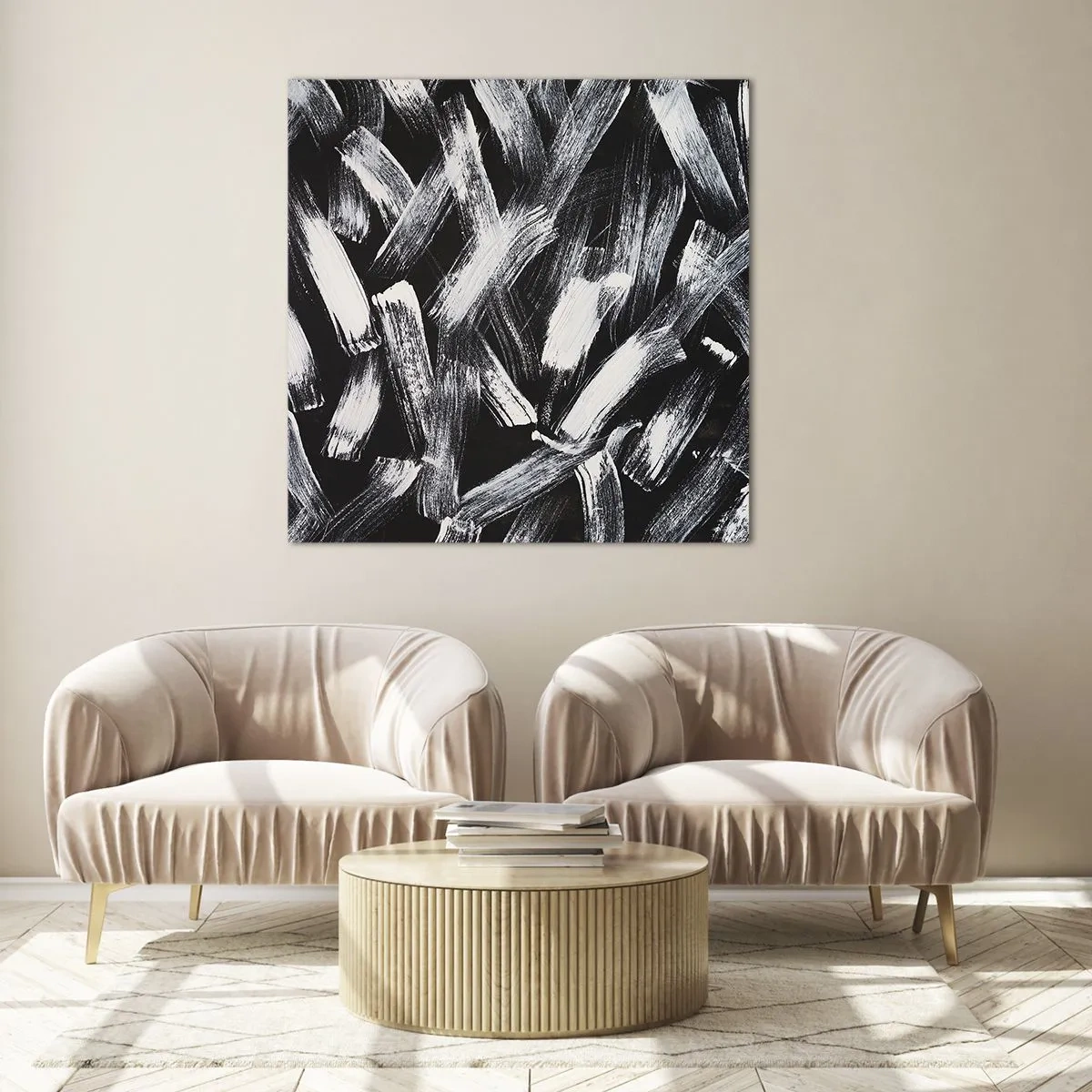 Schilderen op glas - Abstractie in de industriële spirit - 70x70 cm