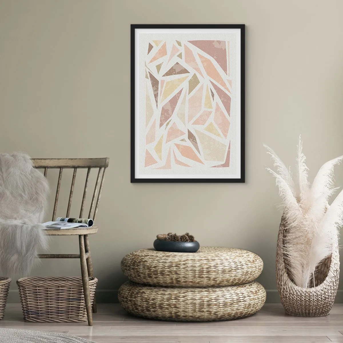 Poster in een zwarte lijst - Gebrandschilderd glas compositie - 70x100 cm