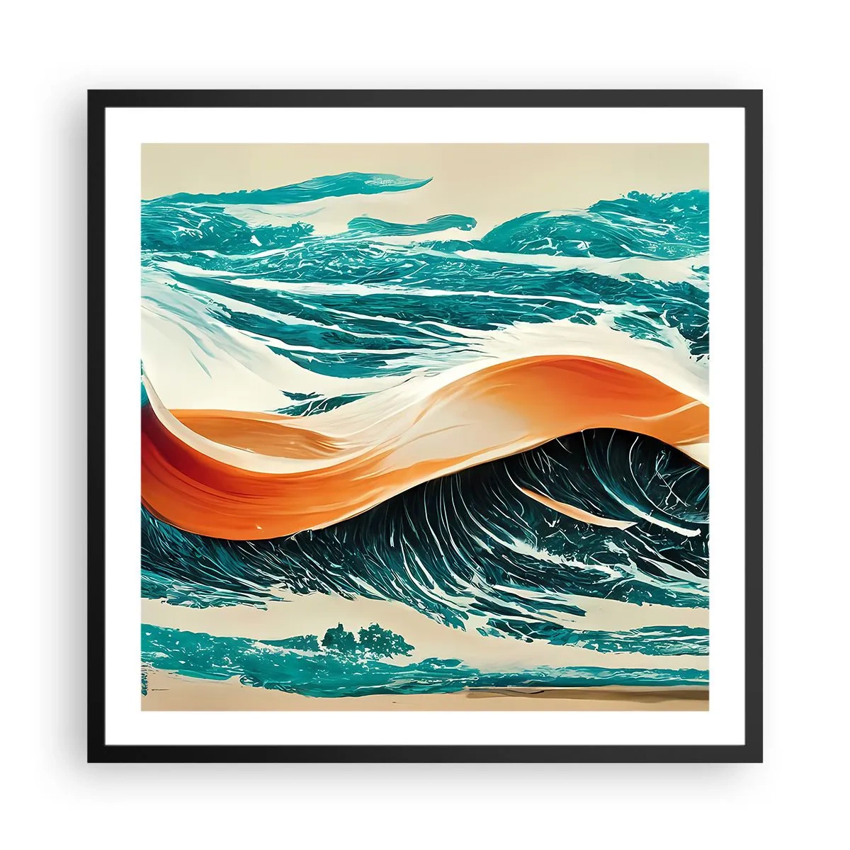 Poster in een zwarte lijst - De droom van elke surfer - 60x60 cm