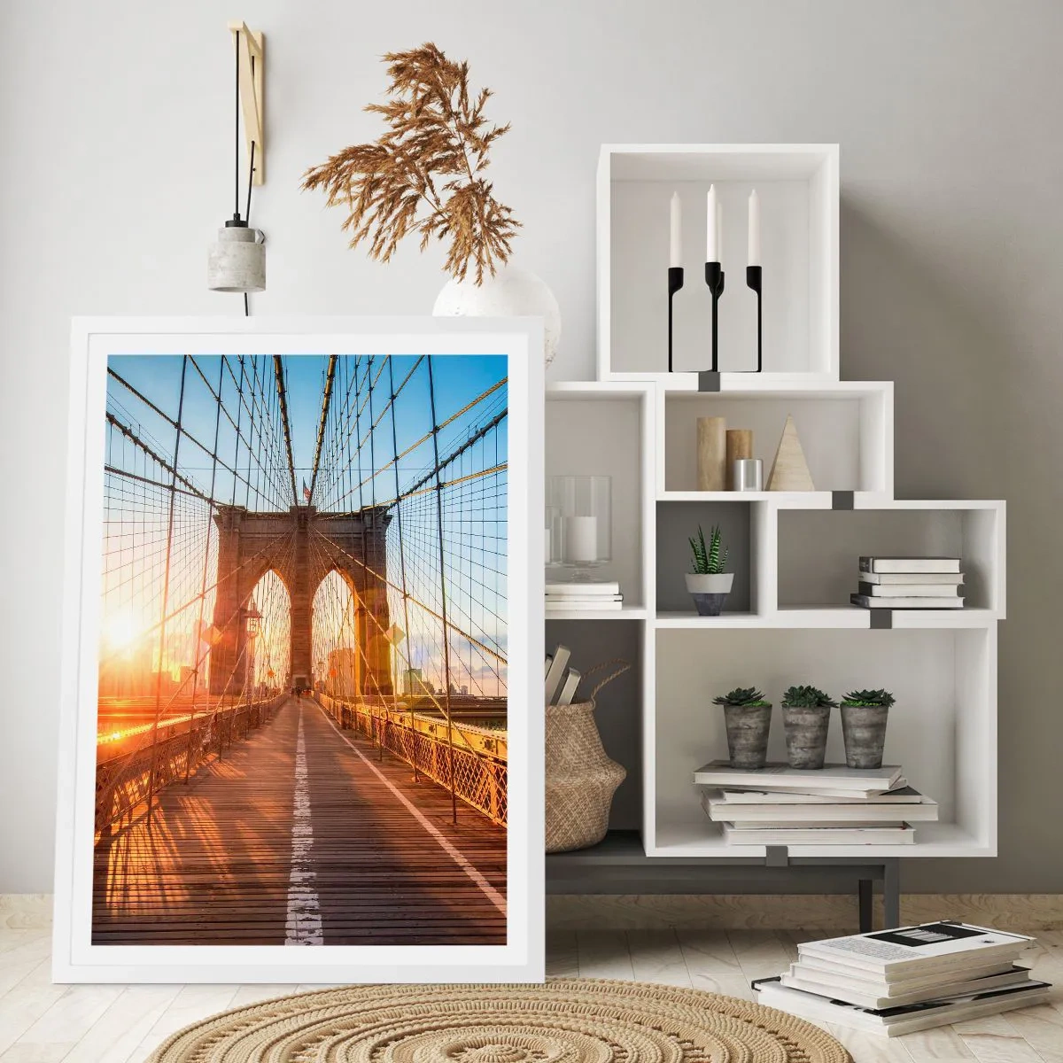 Poster in een witte lijst - Op de gouden brug - 30x40 cm