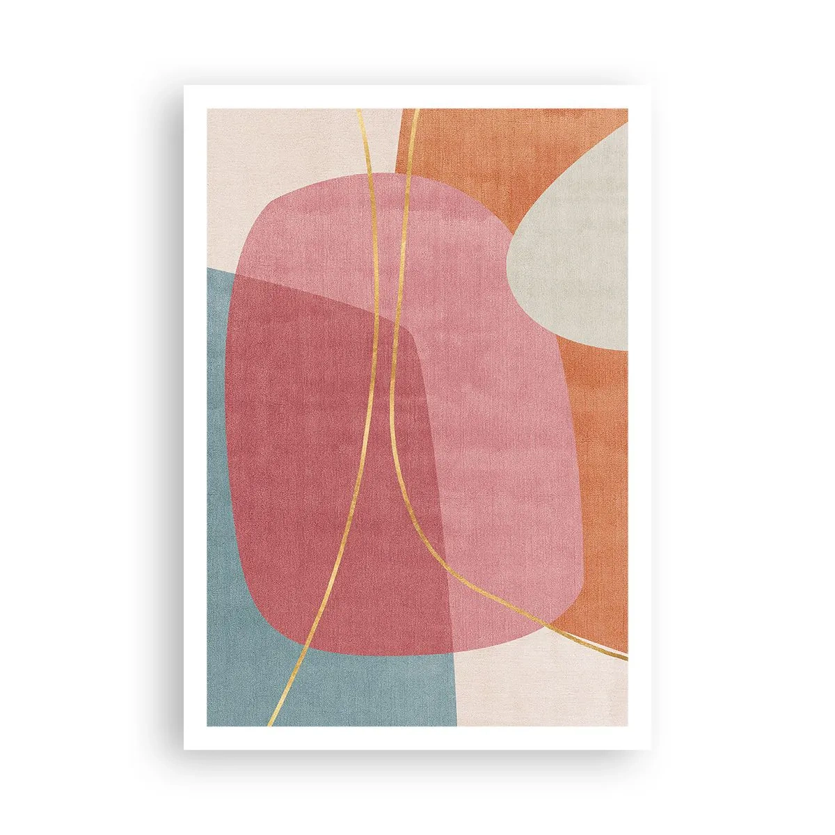 Poster - Pastelkleurcompositie met gouddraad - 70x100 cm