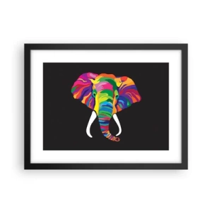 Poster in een zwarte lijst - De olifant die ervan hield om in de regenboog te baden - 40x30 cm