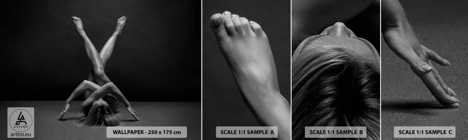 Fotobehang Monster Zelfklevend Deluxe Sticker - De geometrie van naaktheid - Vrouw, Deel, Lichaam - 100x30 cm